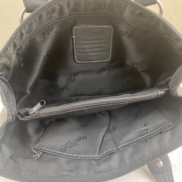 Fossil Black Leather Handbag Purse Shoulder Bag 75082,Zipper,Pockets - Picture 8 of 12